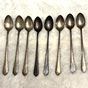 Vintage Cromwell Silverplate Set 8 Teaspoons Flatware Silver Plate